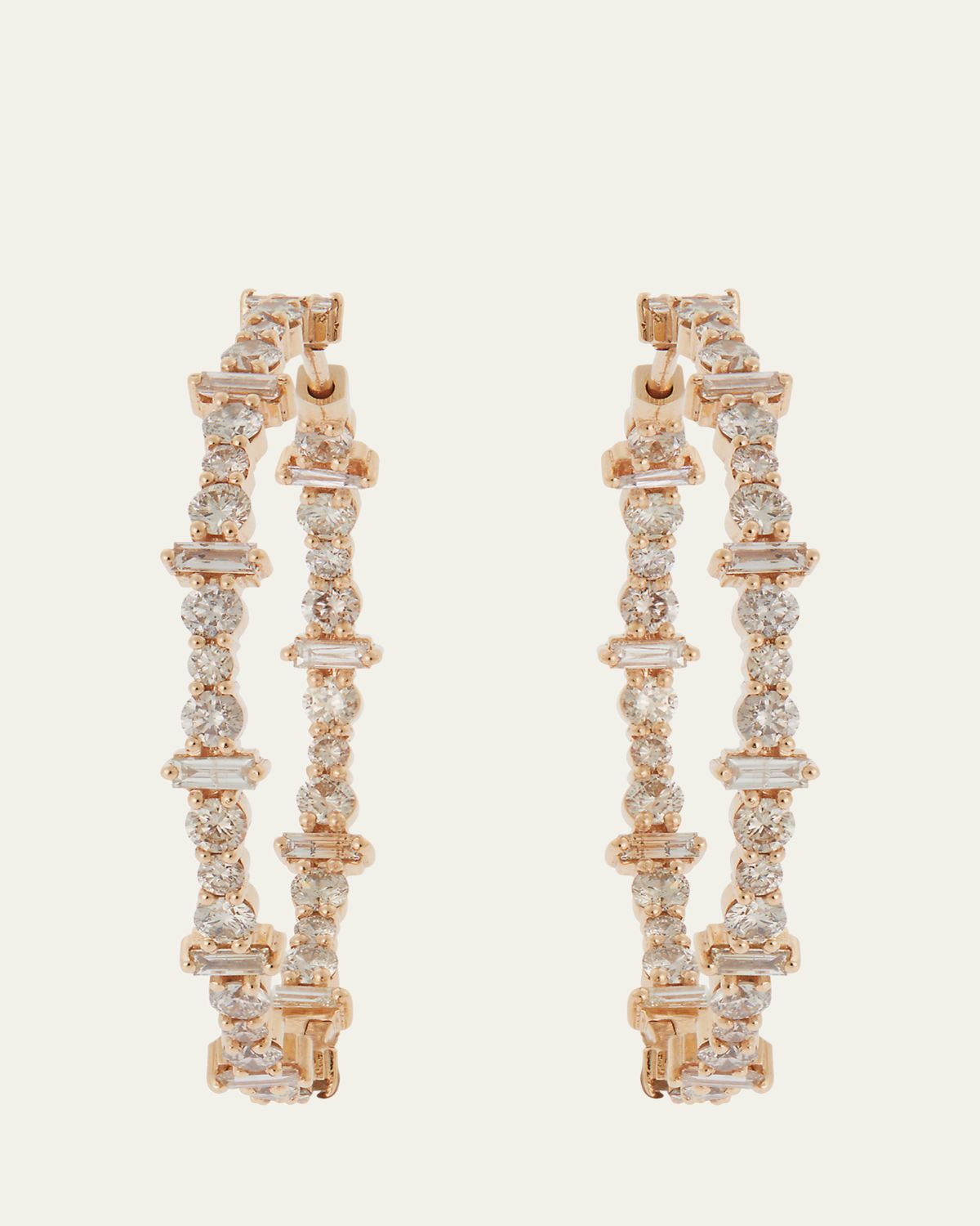 ILEANA MAKRI Champagne Diamond Inside Out Hoop Earrings in 18K Yellow Gold