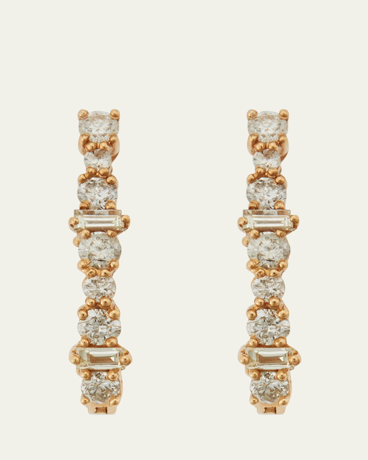 ILEANA MAKRI Champagne Diamond Inside Out Hoop Earrings in 18K Yellow Gold