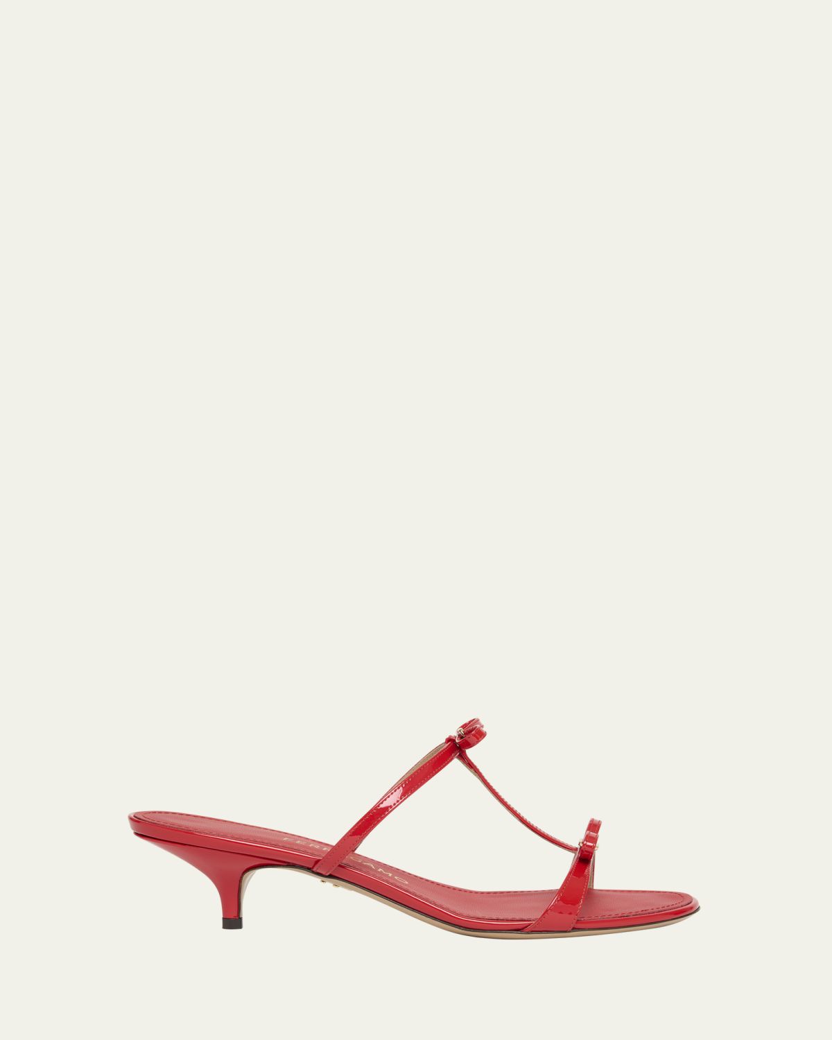 Ferragamo Abili Patent T-Strap Slide Sandals