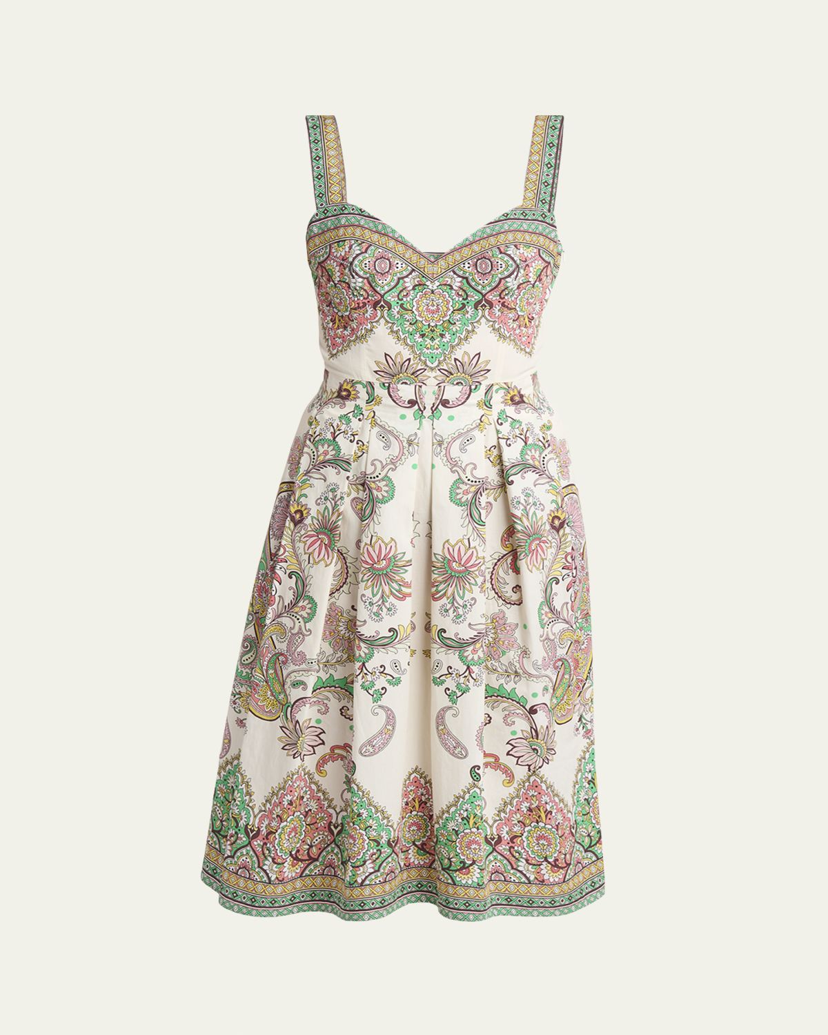 Etro Paisley Cotton Sweetheart Midi Dress