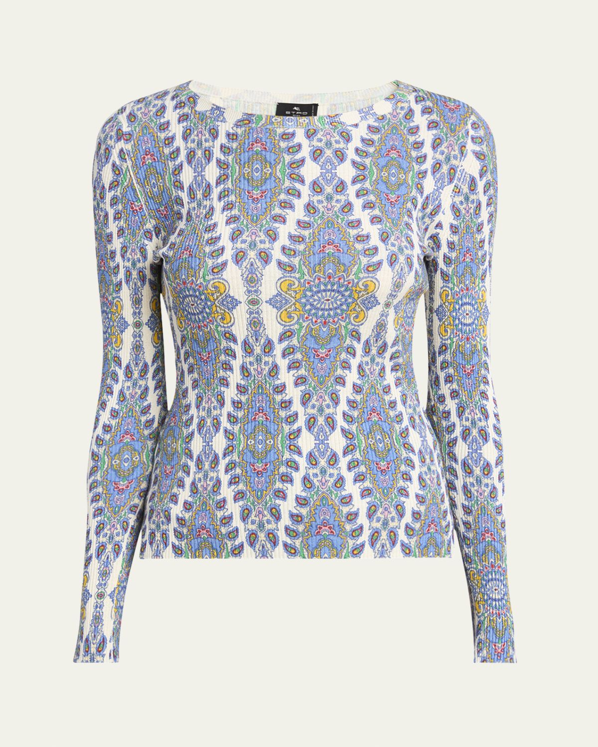 Etro Paisley Knit Long-Sleeve Top