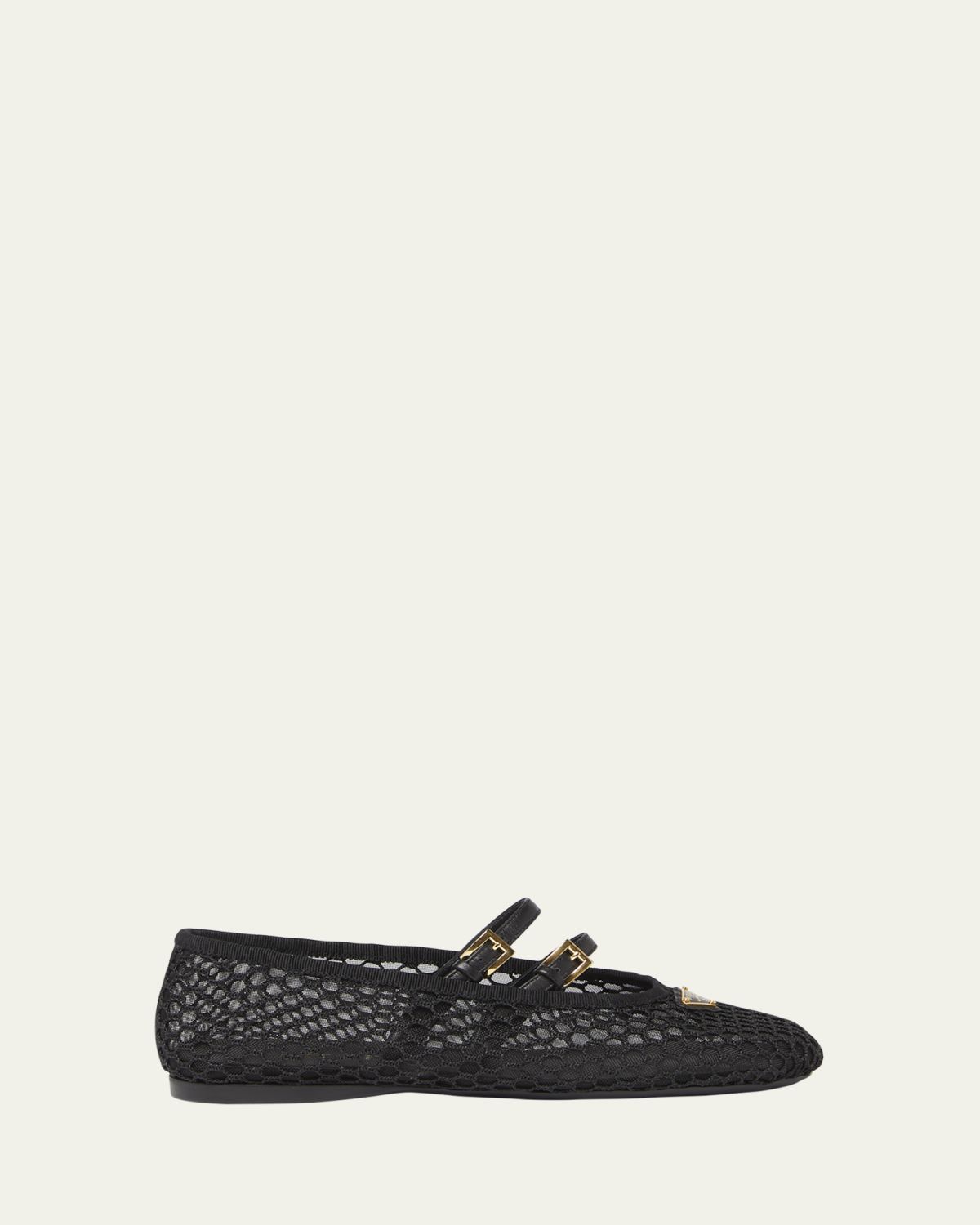 Prada Mesh Double Buckle Ballet Flats