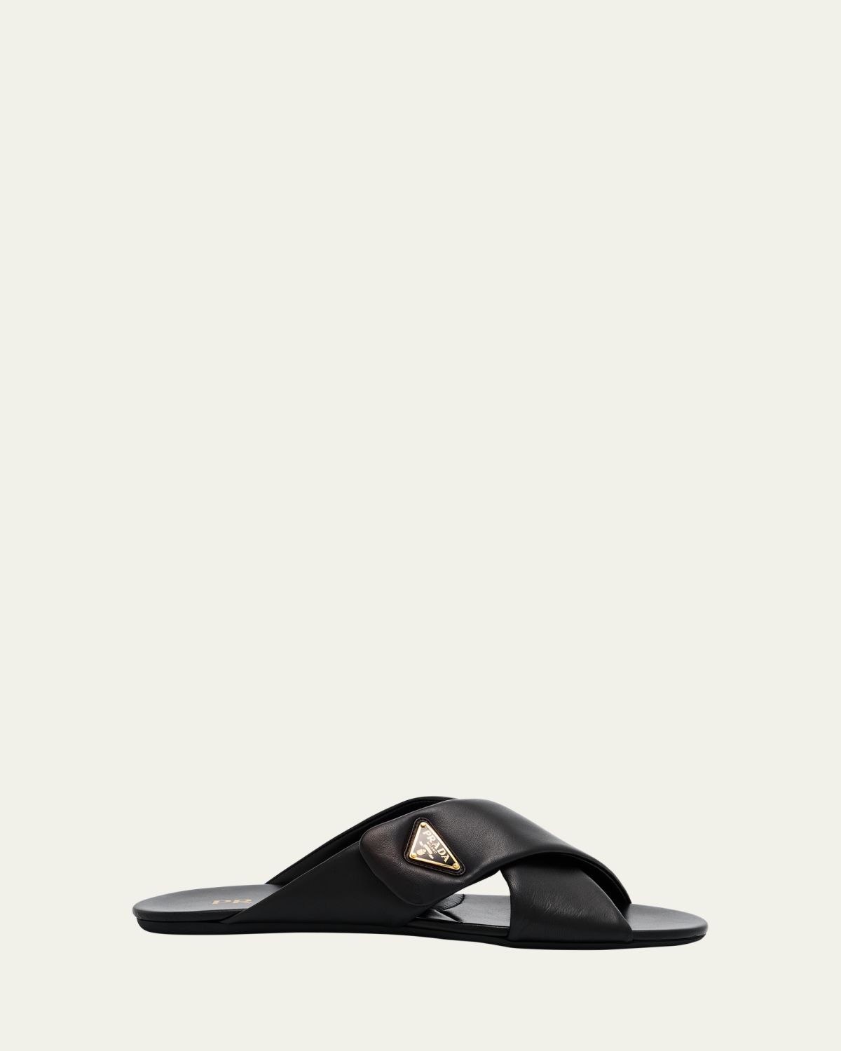 Prada Padded Leather Crisscross Flat Sandals
