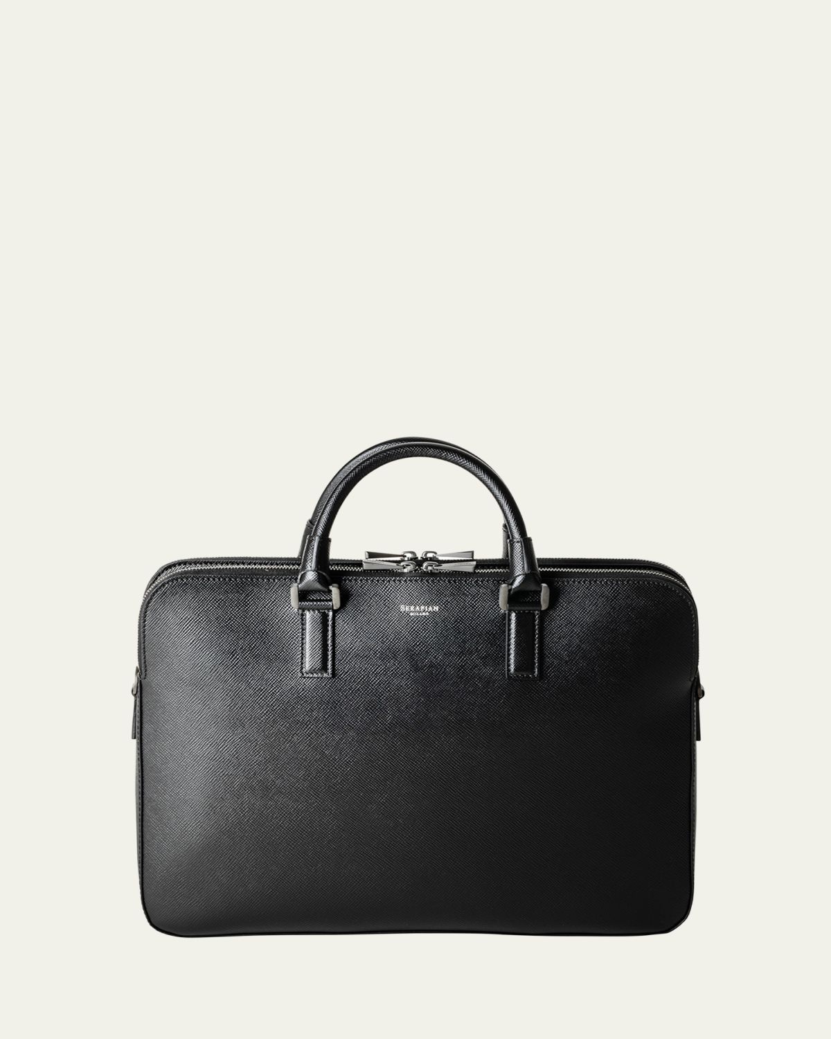 Serapian Men's Double-Zip Slim Briefcase