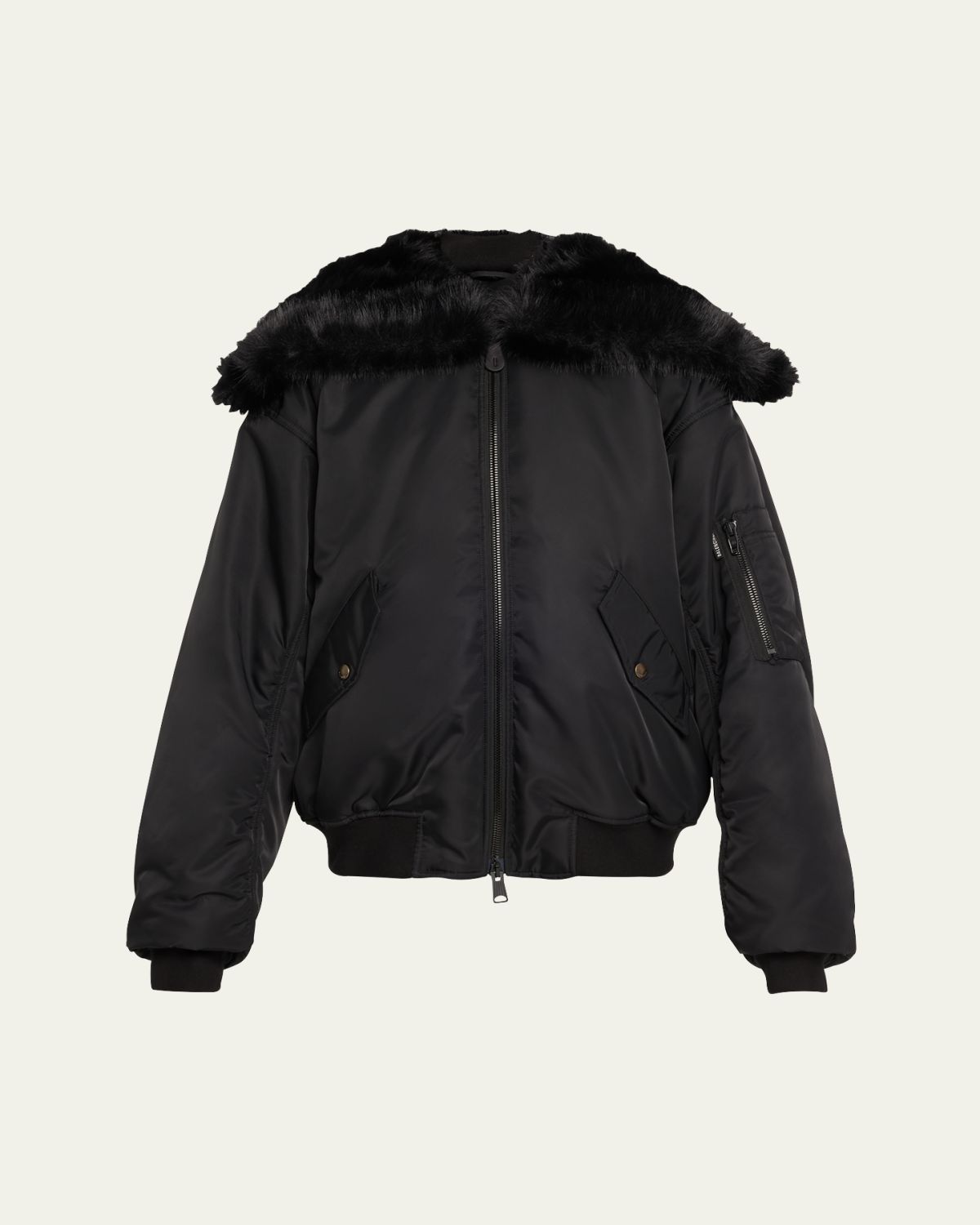 Balenciaga Faux Fur Hooded Bomber Jacket | Thumbnail 6