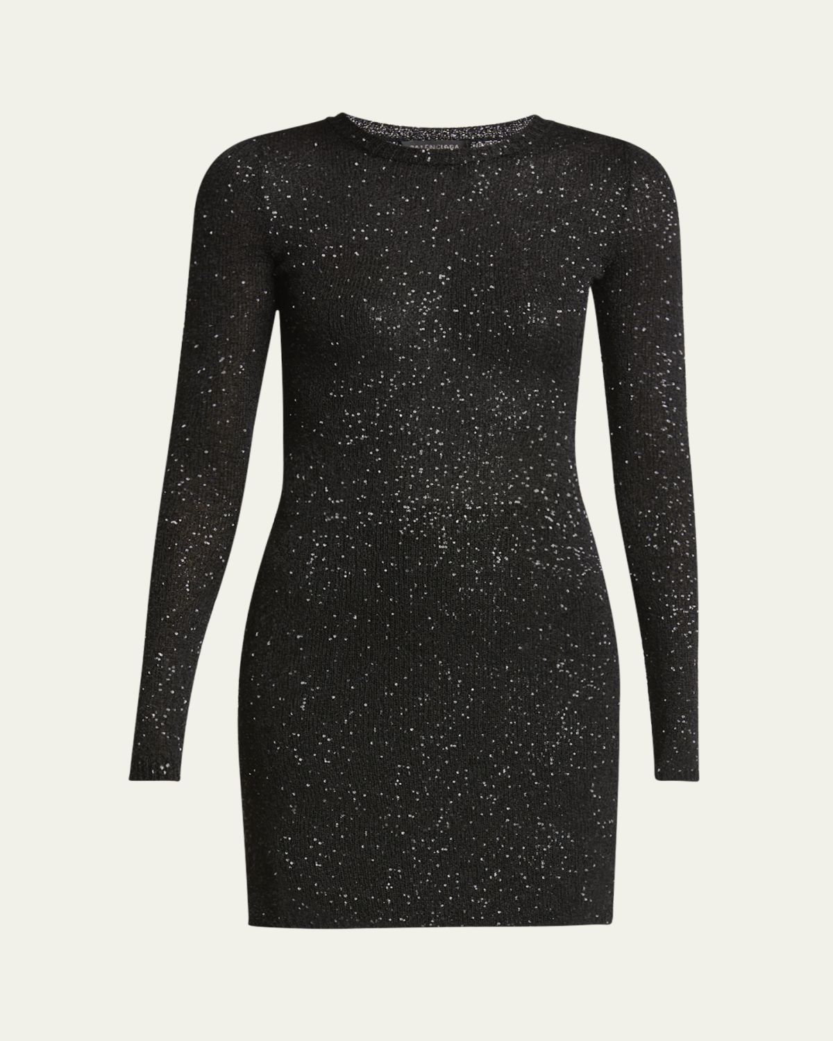 Balenciaga Sequined Knit Mini Long Sleeve Dress