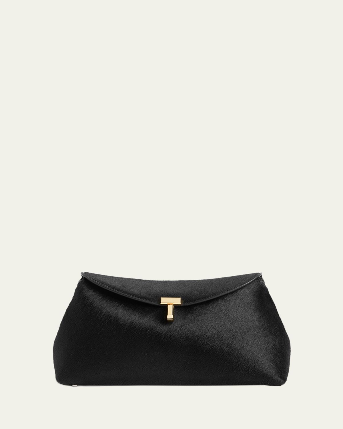 Toteme T Lock Flap Horsehair Clutch Bag