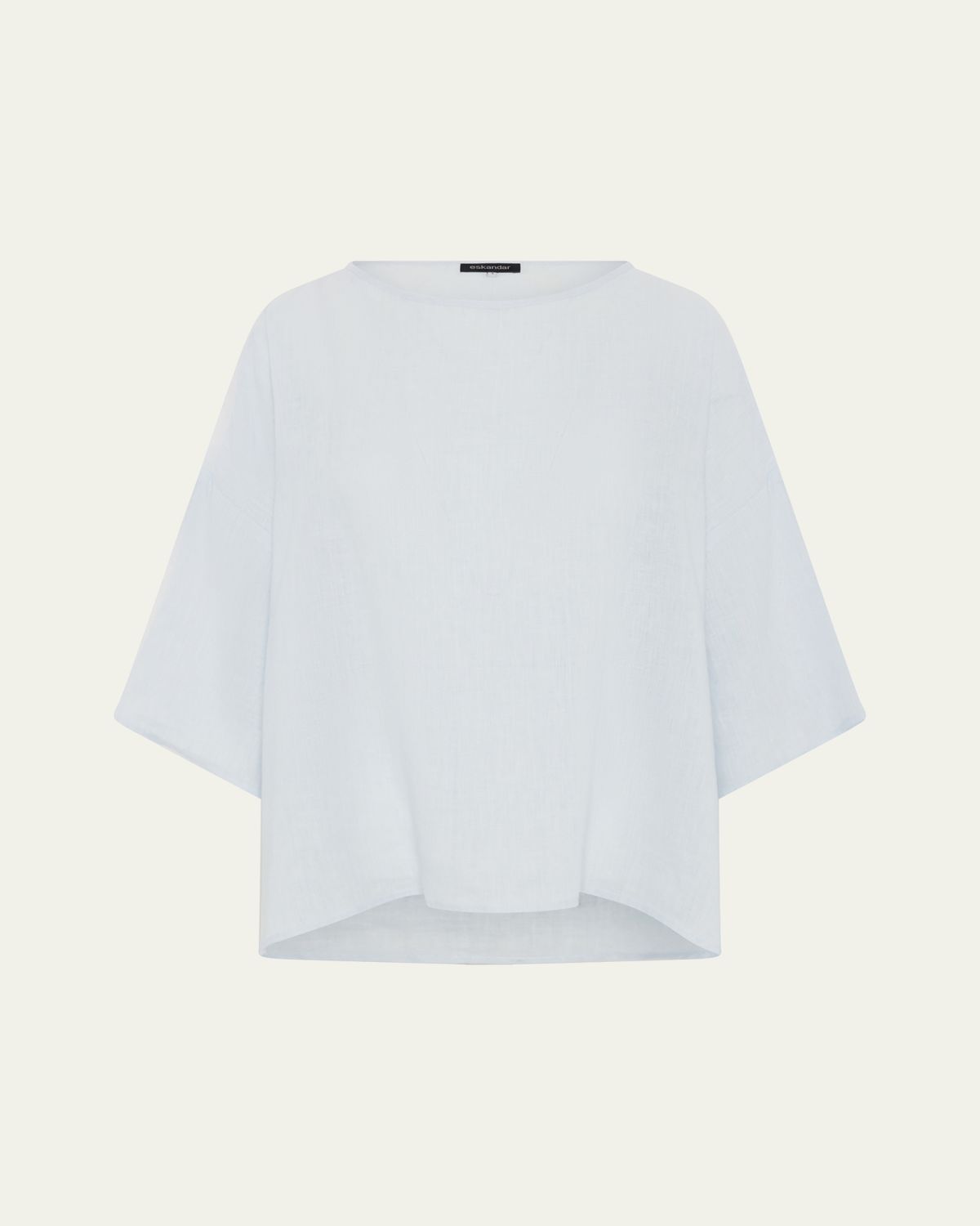 Eskandar Sloped Shoulder Wide A-Line Scoop Neck Top (Mid Length)