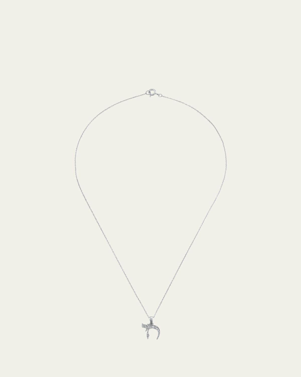 Procaccia Jewelry 18K Gold Large Chai Pave Diamond Necklace