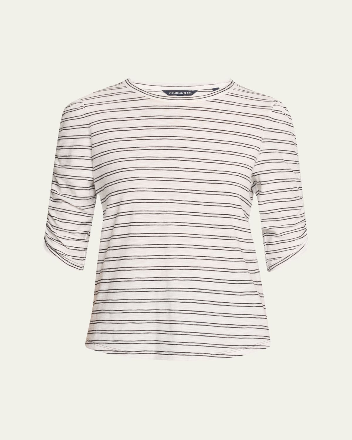 Veronica Beard Waldorf Stripe Ruched-Sleeve Tee | Thumbnail 6 Veronica Beard Waldorf Stripe Ruched-Sleeve Tee | Thumbnail 6