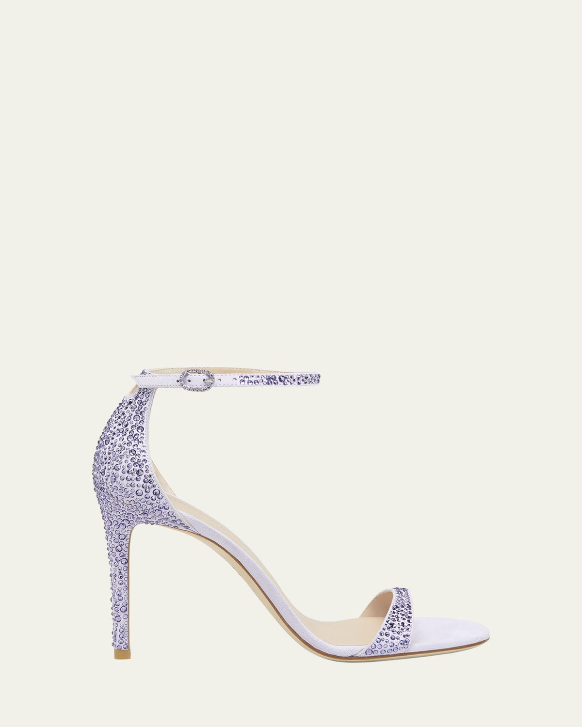 Stuart Weitzman Nudist Embellished Silk Ankle-Strap Sandals