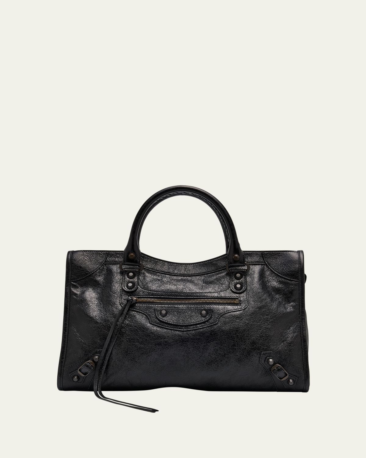 Balenciaga Le City Medium Crinkled Leather Top-Handle Bag