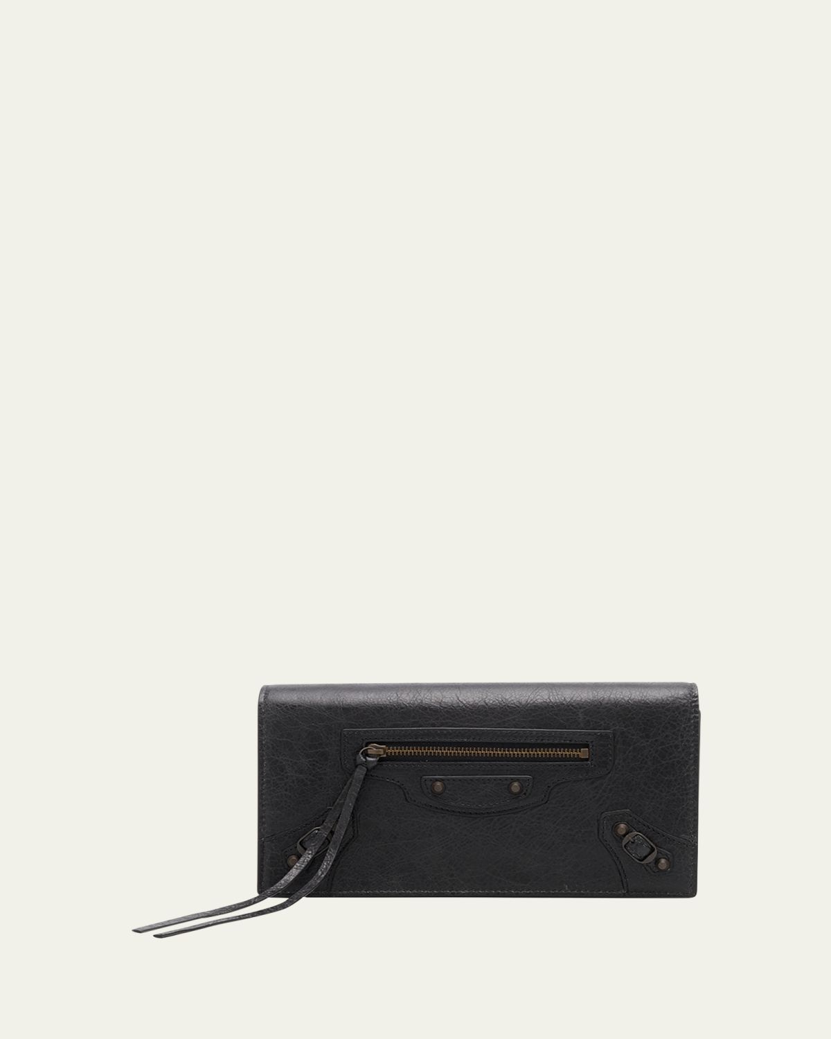 Balenciaga Le City Flap Leather Wallet with Chain Strap