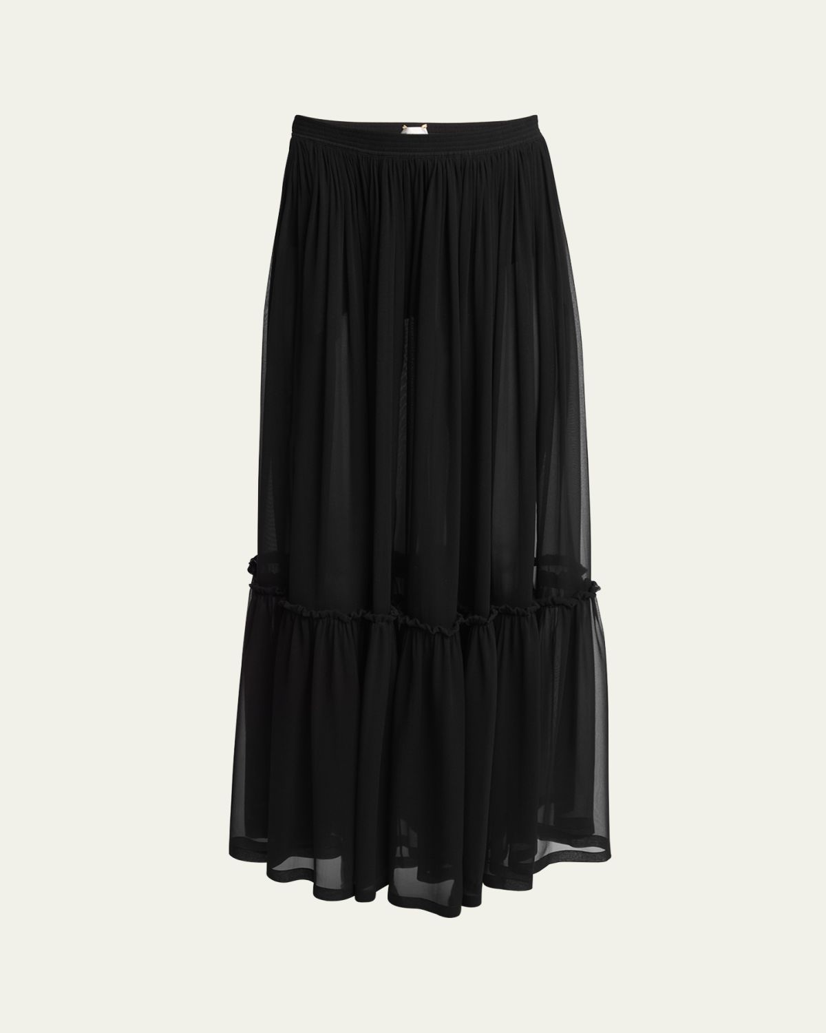 Saint Laurent Tiered Sheer Maxi Skirt