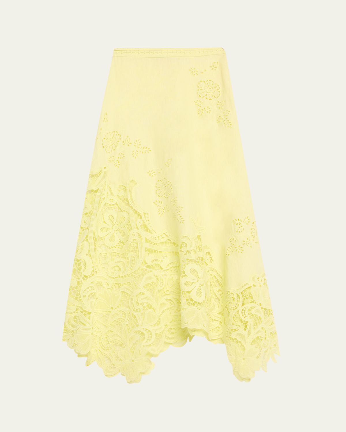 Ulla Johnson Rae Lace Linen Midi Skirt