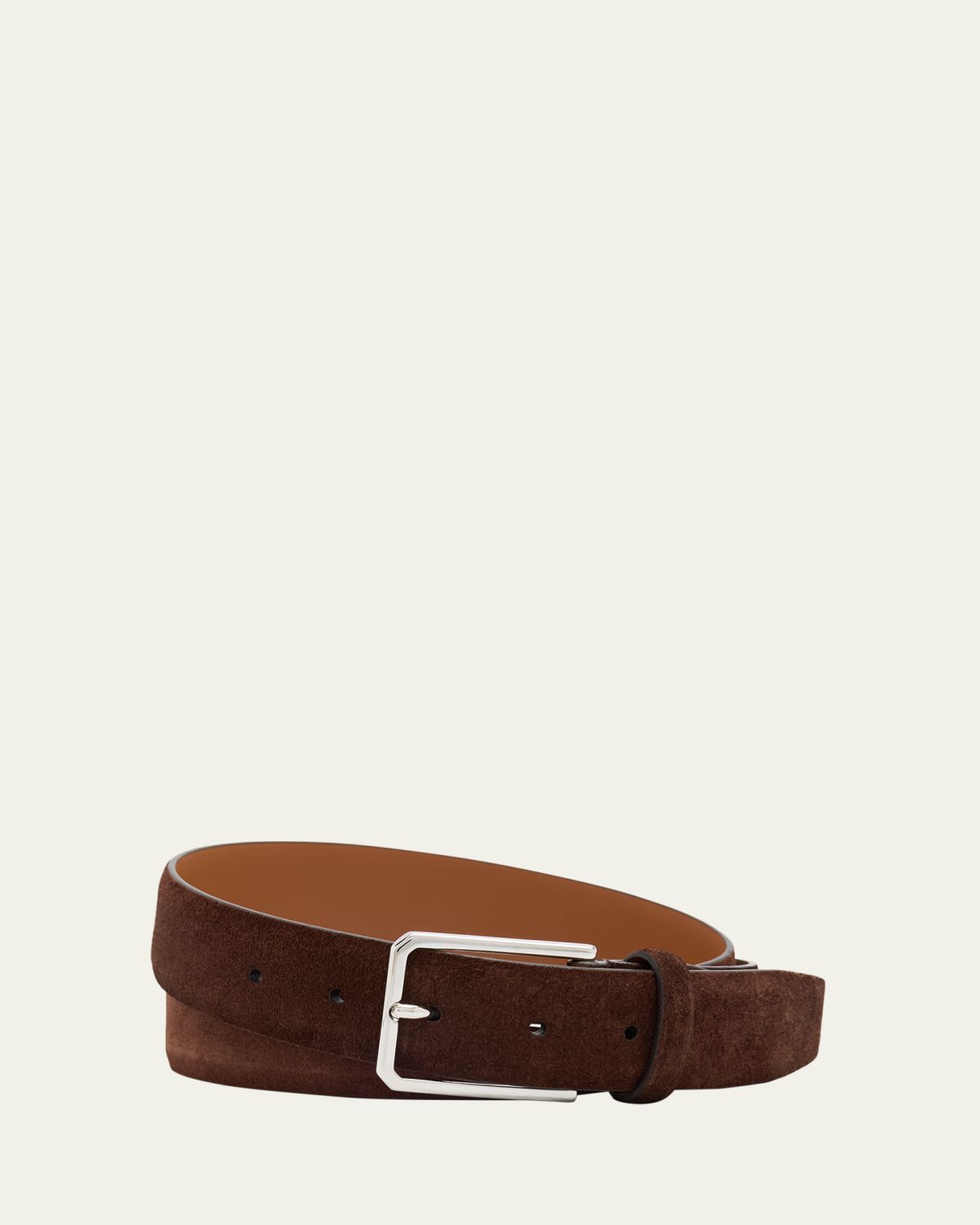 Santoni Men's Suede Rectangle-Buckle Belt