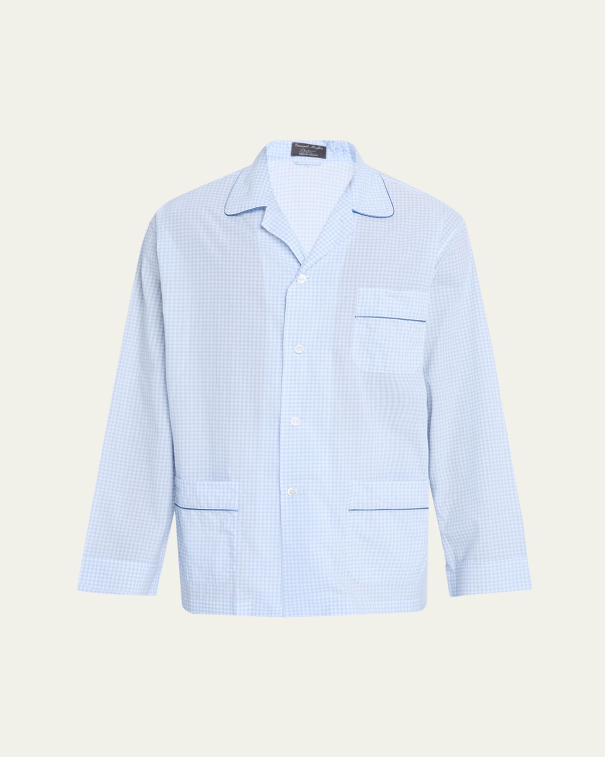 Emanuele Maffeis Men's Cali Cotton Gingham Long Pajama Set