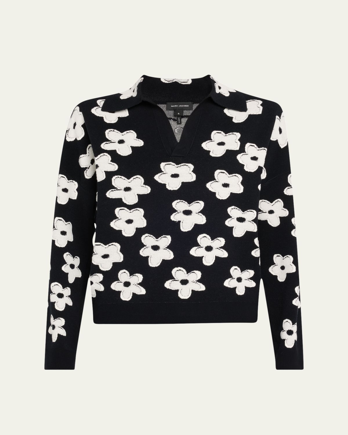 Marc Jacobs Daisy Jacquard Long-Sleeve Polo Top