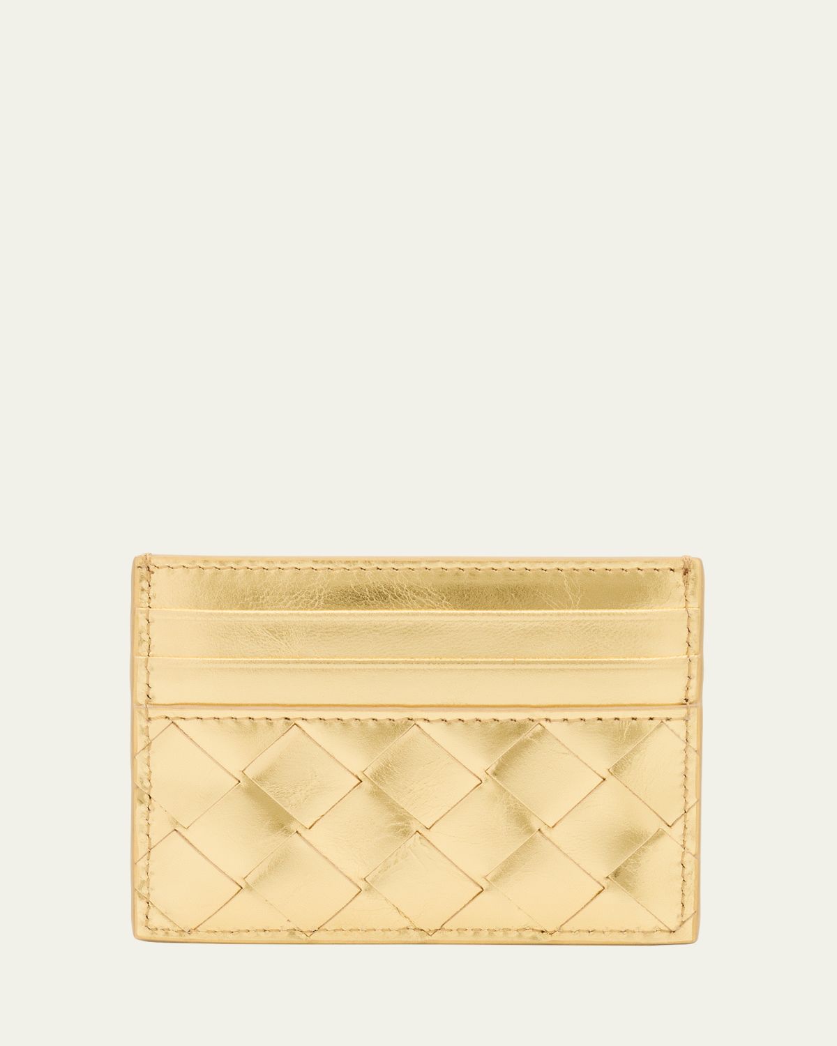 Bottega Veneta Intrecciato Metallic Leather Card Case