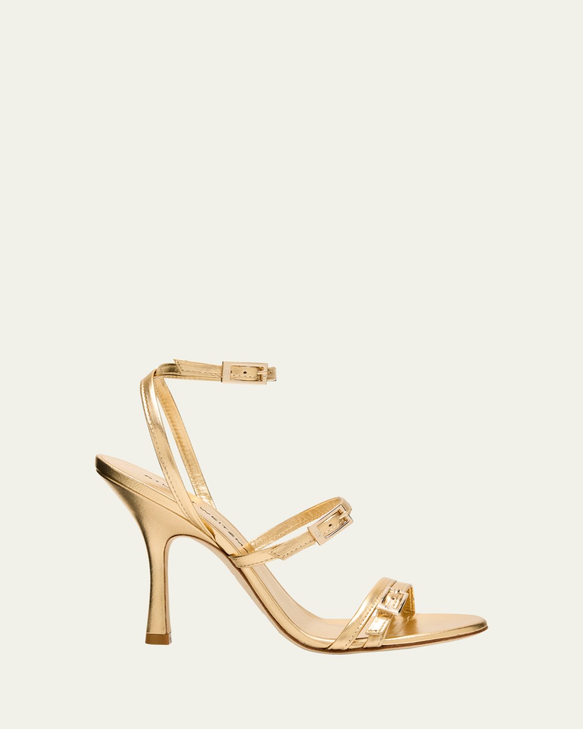 Stuart Weitzman Georgie Metallic Buckles Strappy Sandals