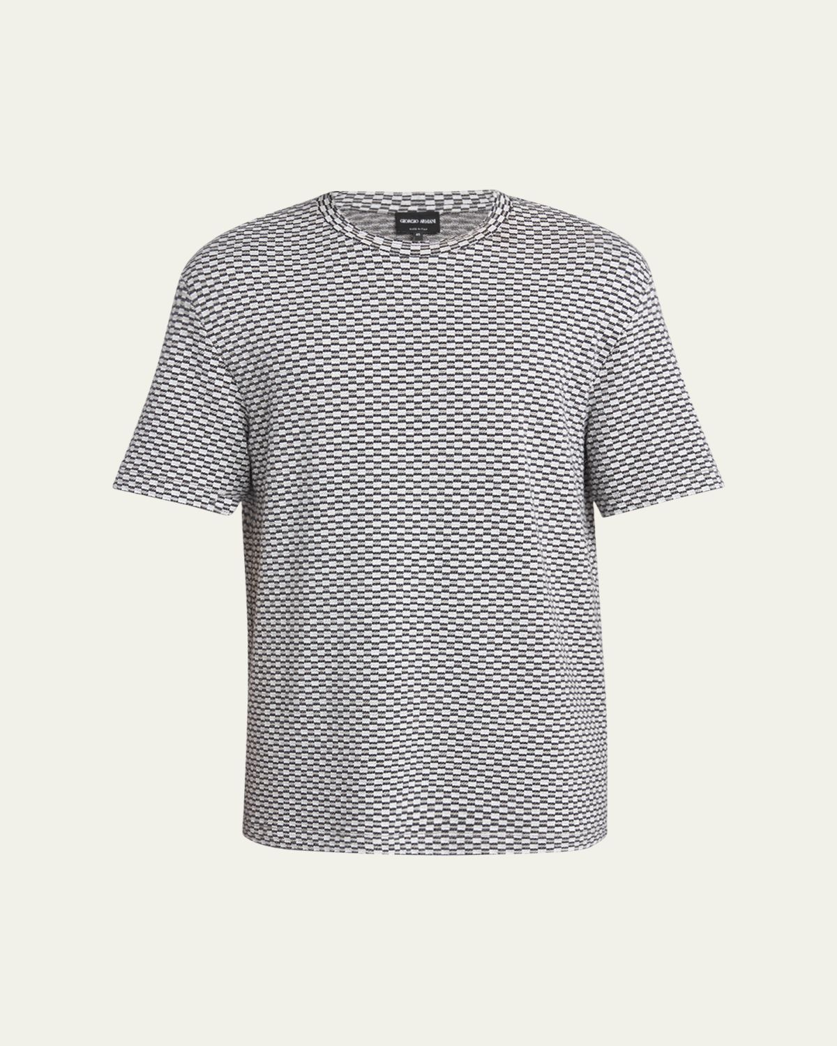 Giorgio Armani Men's Square Jersey Jacquard T-Shirt | Thumbnail 6 Giorgio Armani Men's Square Jersey Jacquard T-Shirt | Thumbnail 6