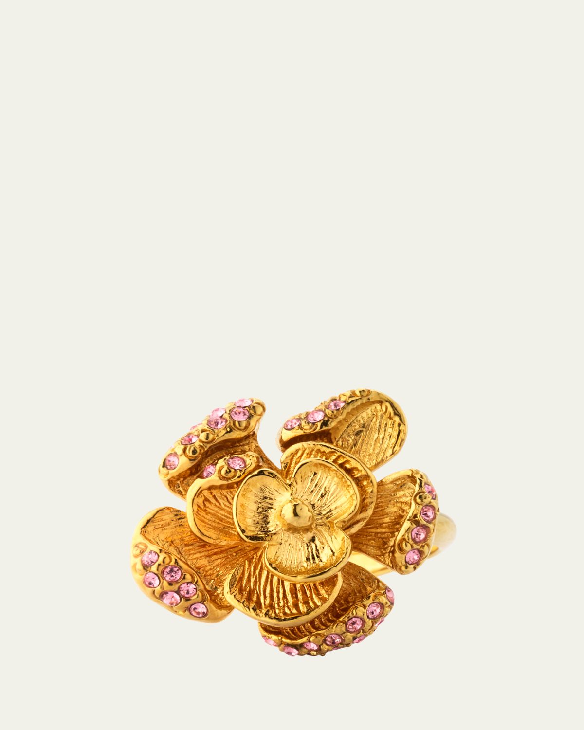 Oscar de la Renta Rose Ring with Pave Crystals | Thumbnail 5