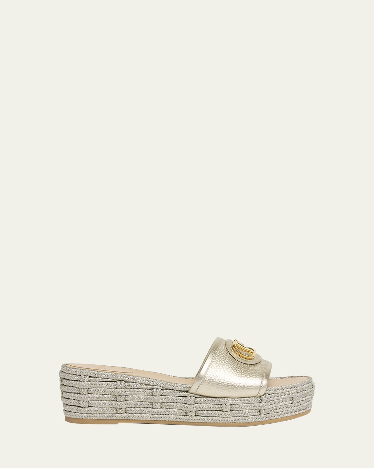 Valentino Garavani VLogo Metallic Medallion Platform Espadrilles