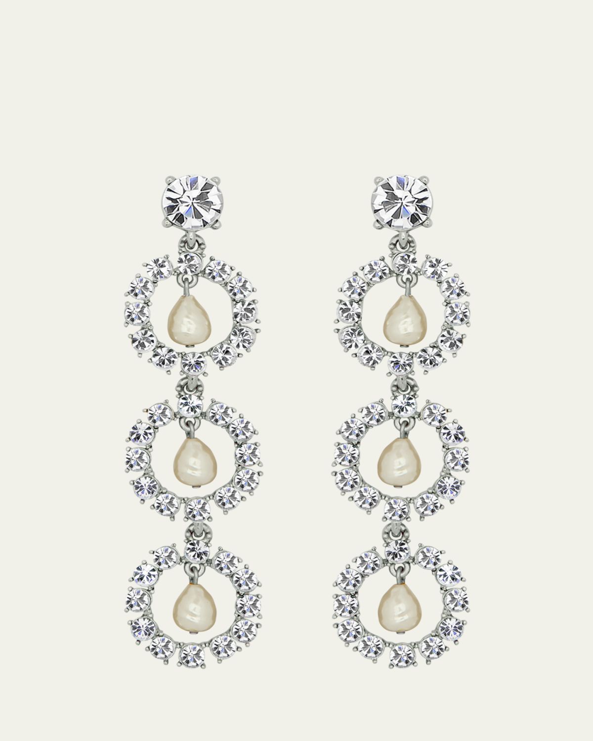 Oscar de la Renta Crystal Disc Triple Earrings