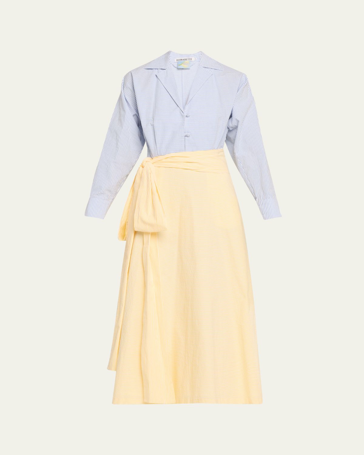 BERNADETTE Stripe Wrap Dress with Bow