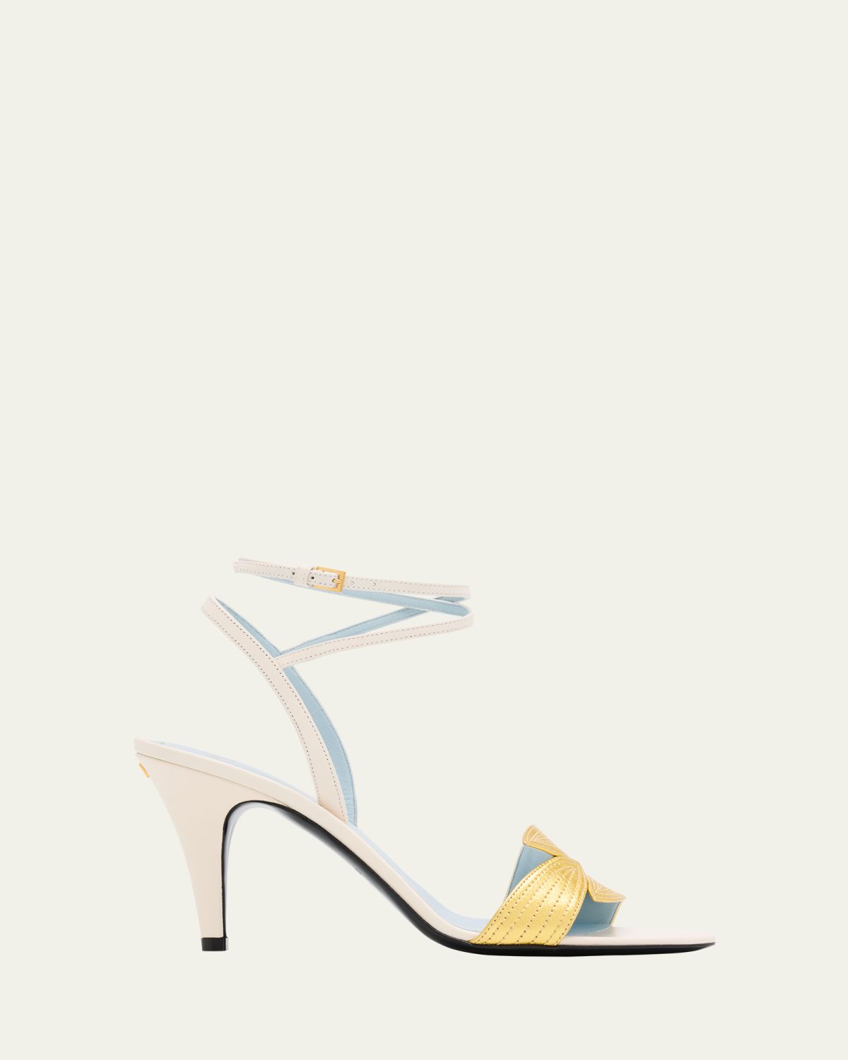 Valentino Garavani Foliage Mixed Leather Ankle-Strap Sandals