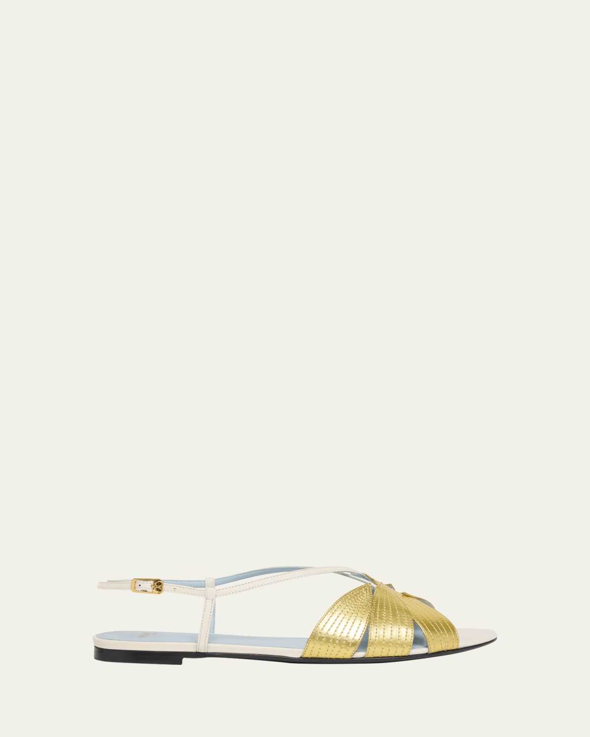Valentino Garavani Foliefoliage Bicolor Leather Slingback Sandals