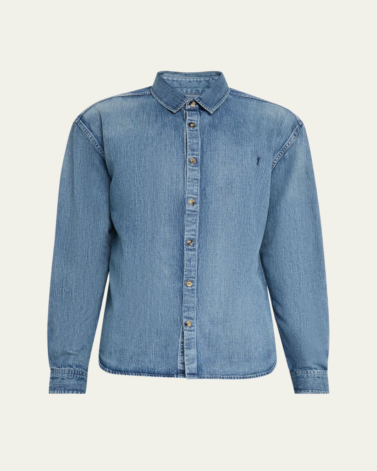 Saint Laurent Men's Cassandra Denim Button-Down Shirt