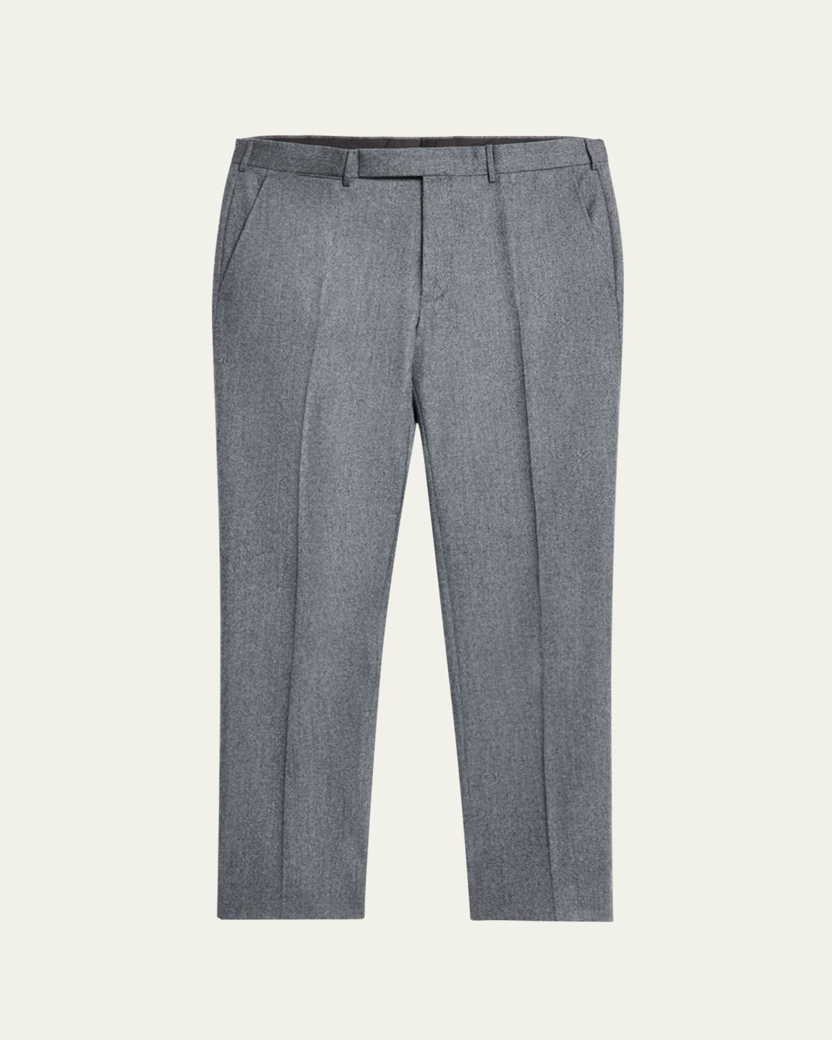 ZEGNA Men's Wool Flannel Flat-Front Trousers