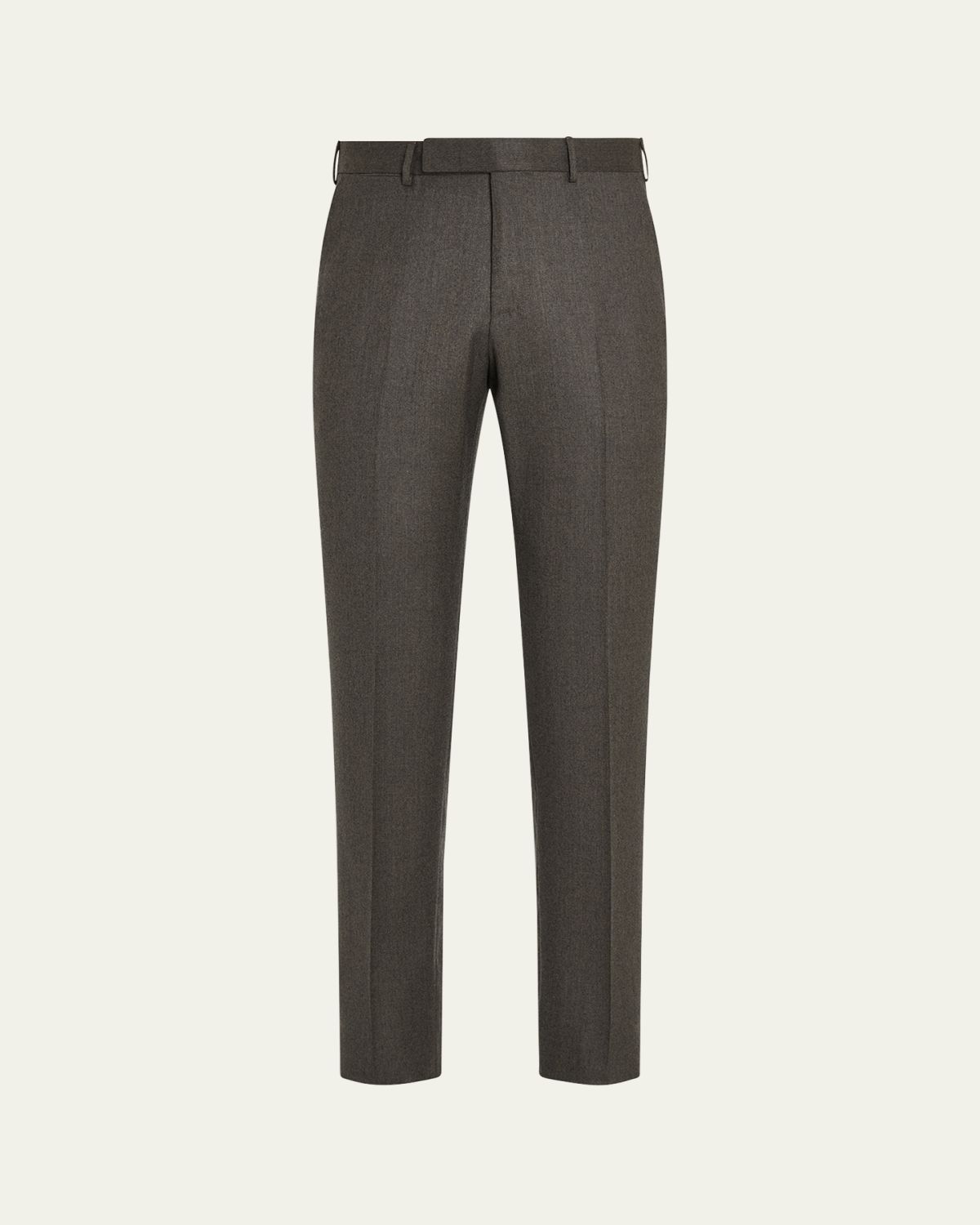 ZEGNA Men's Wool Flannel Flat-Front Trousers