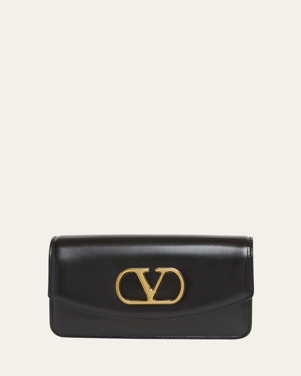 Valentino Garavani Vain Small VLOGO Leather Clutch Bag