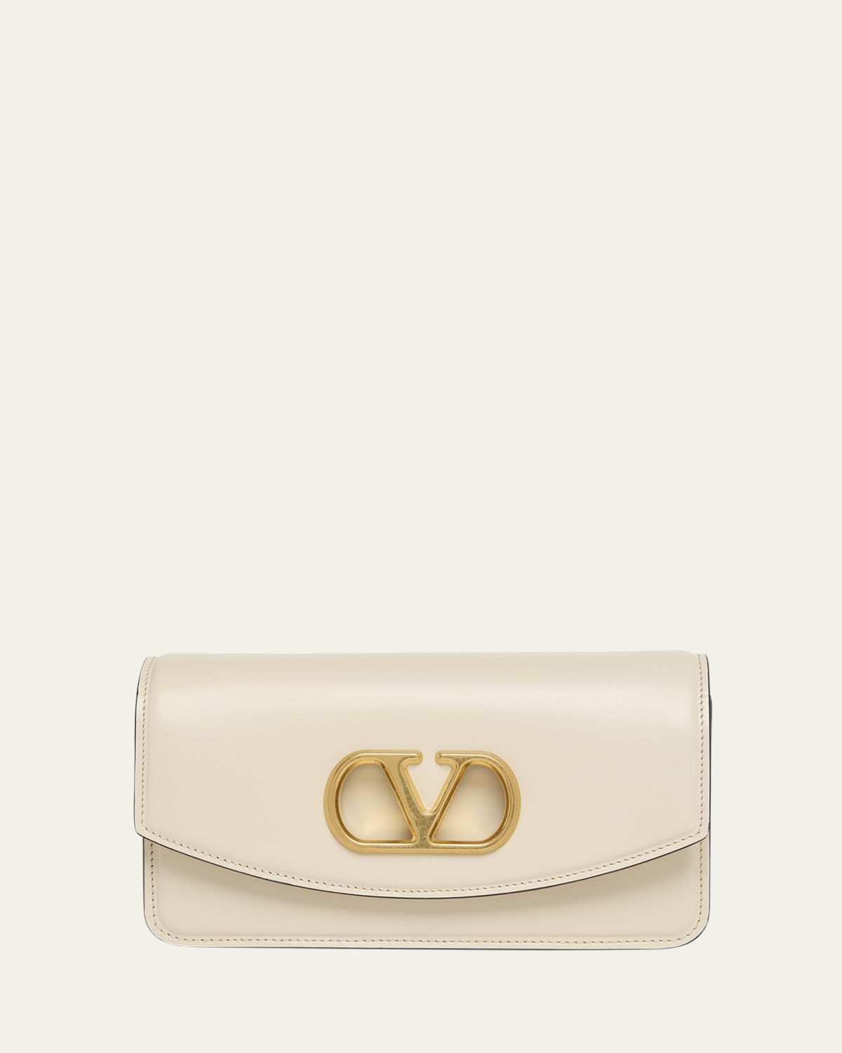 Valentino Garavani Vain Small VLOGO Leather Clutch Bag