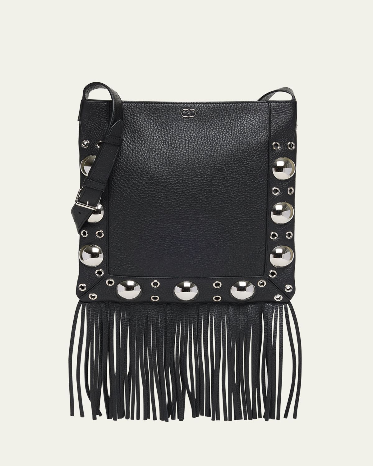 Valentino Garavani Nellcote Fringe Studded Leather Crossbody Bag