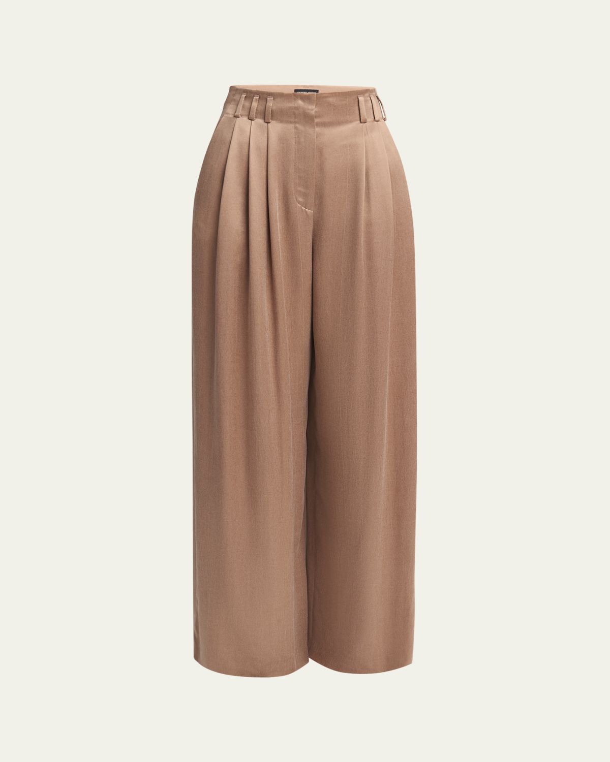 Giorgio Armani Pleated Wide Leg Viscose-Blend Trousers