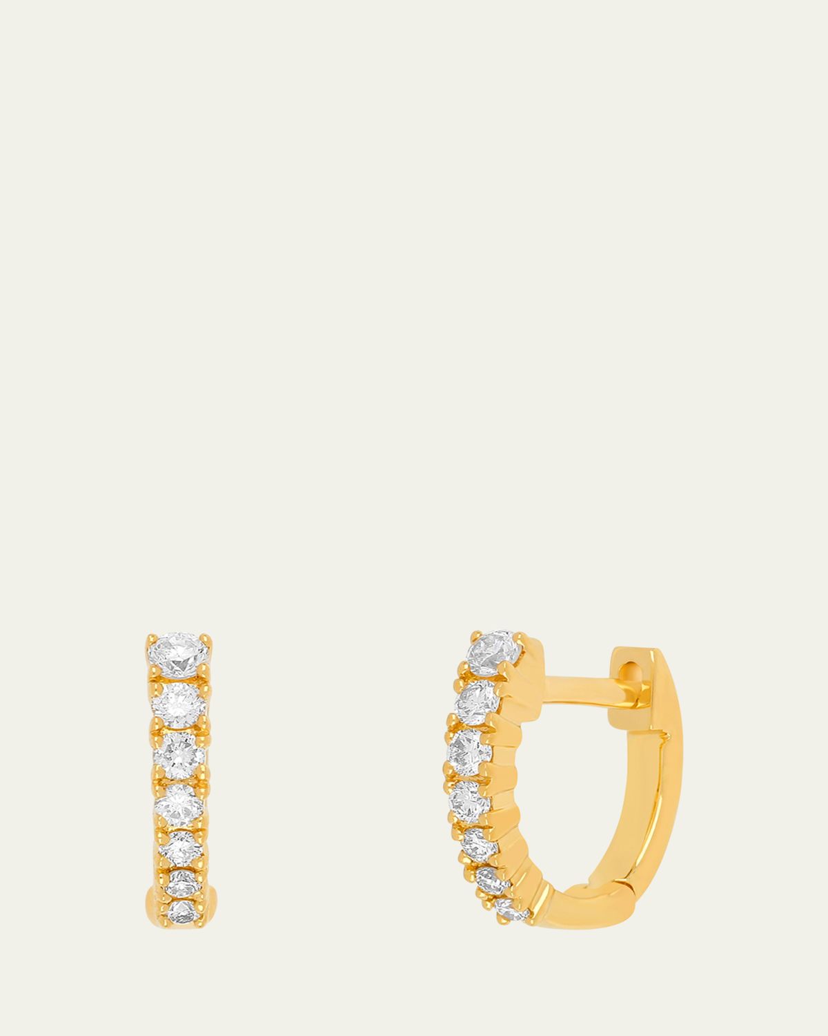 EF Collection 14K Yellow Gold Full-Cut Diamond Arc Mini Huggie Earrings