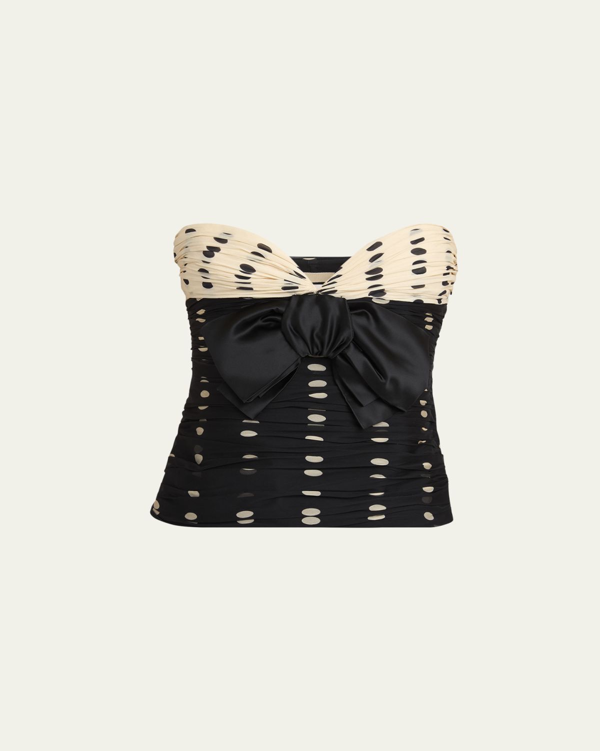 Valentino Garavani Strapless Polka Dot Ruched Bustier