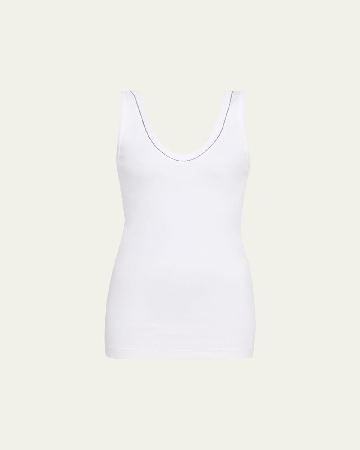 Brunello Cucinelli Monili Scoop-Neck Flat Cotton Rib Tank Top | Thumbnail 6 Brunello Cucinelli Monili Scoop-Neck Flat Cotton Rib Tank Top | Thumbnail 6