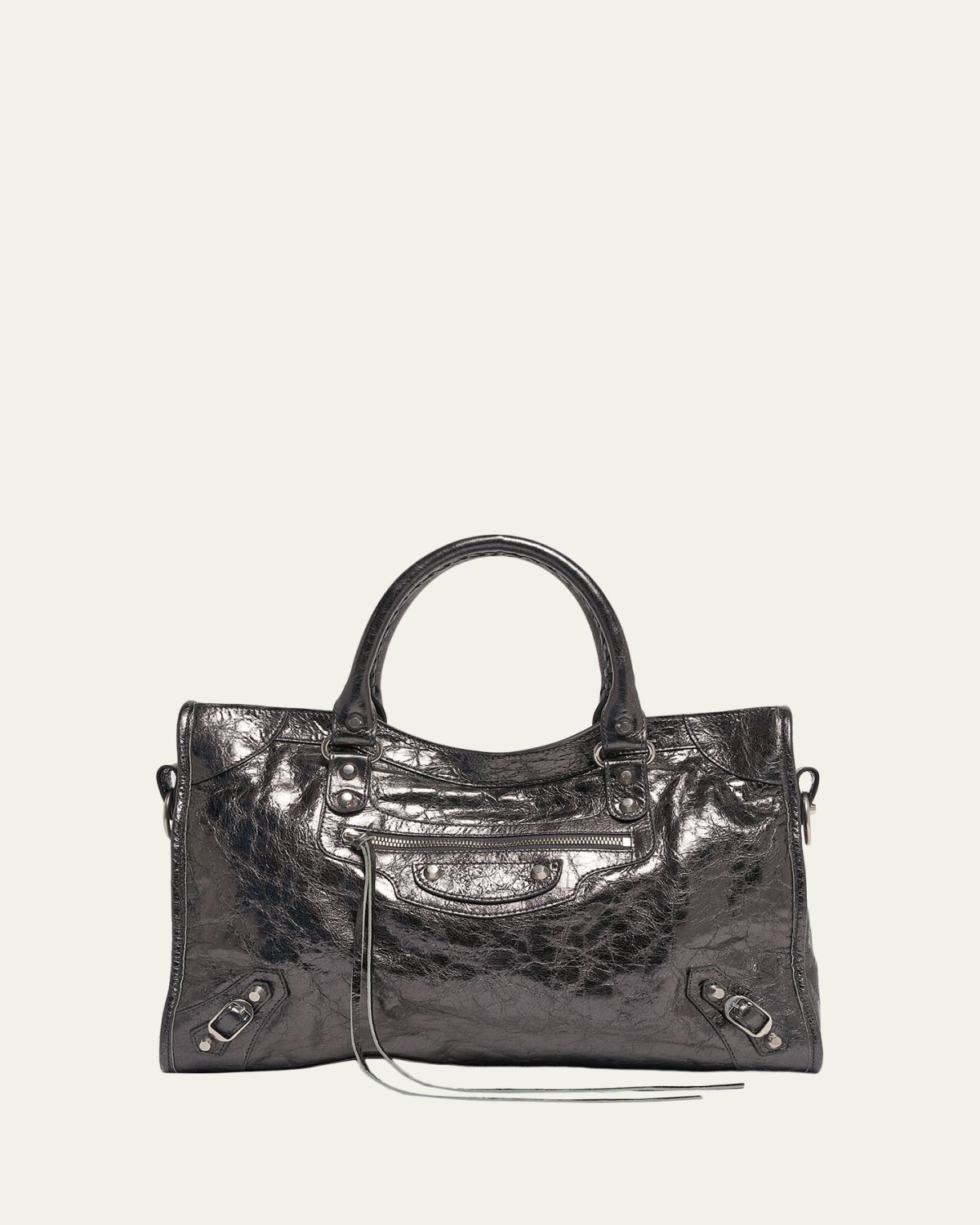 Balenciaga Le City Medium Metallic Leather Tote Bag