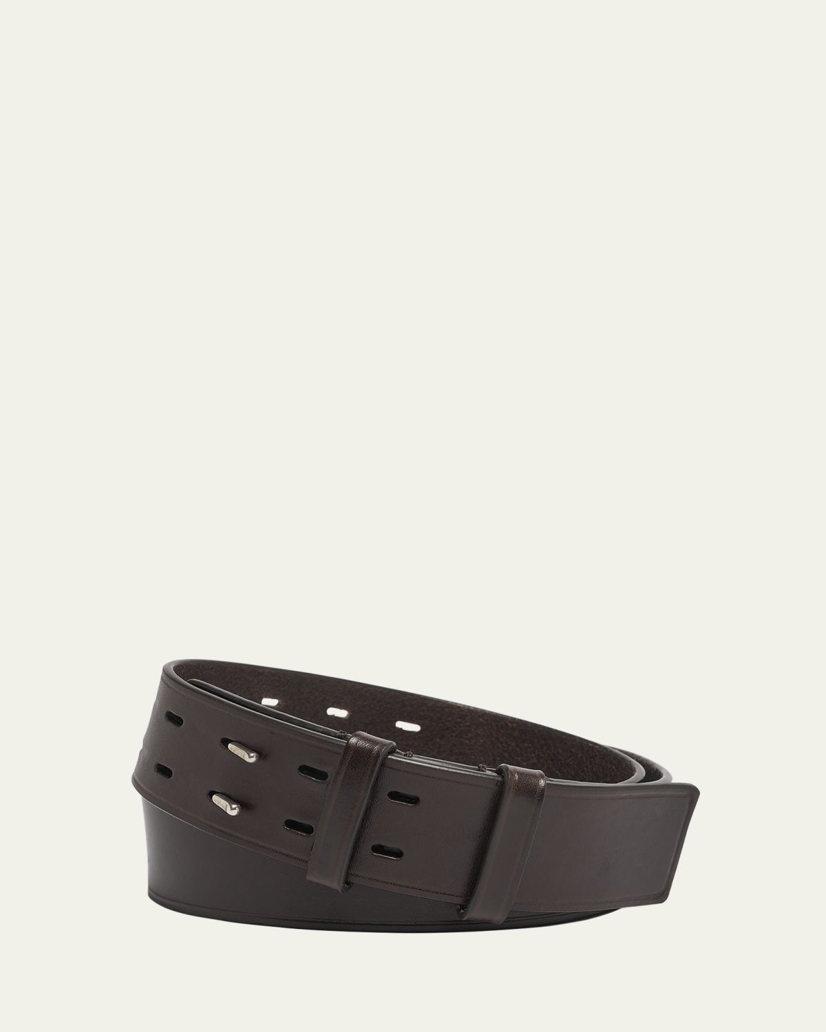 Dries Van Noten Men's Double-Prong Calf Leather Belt