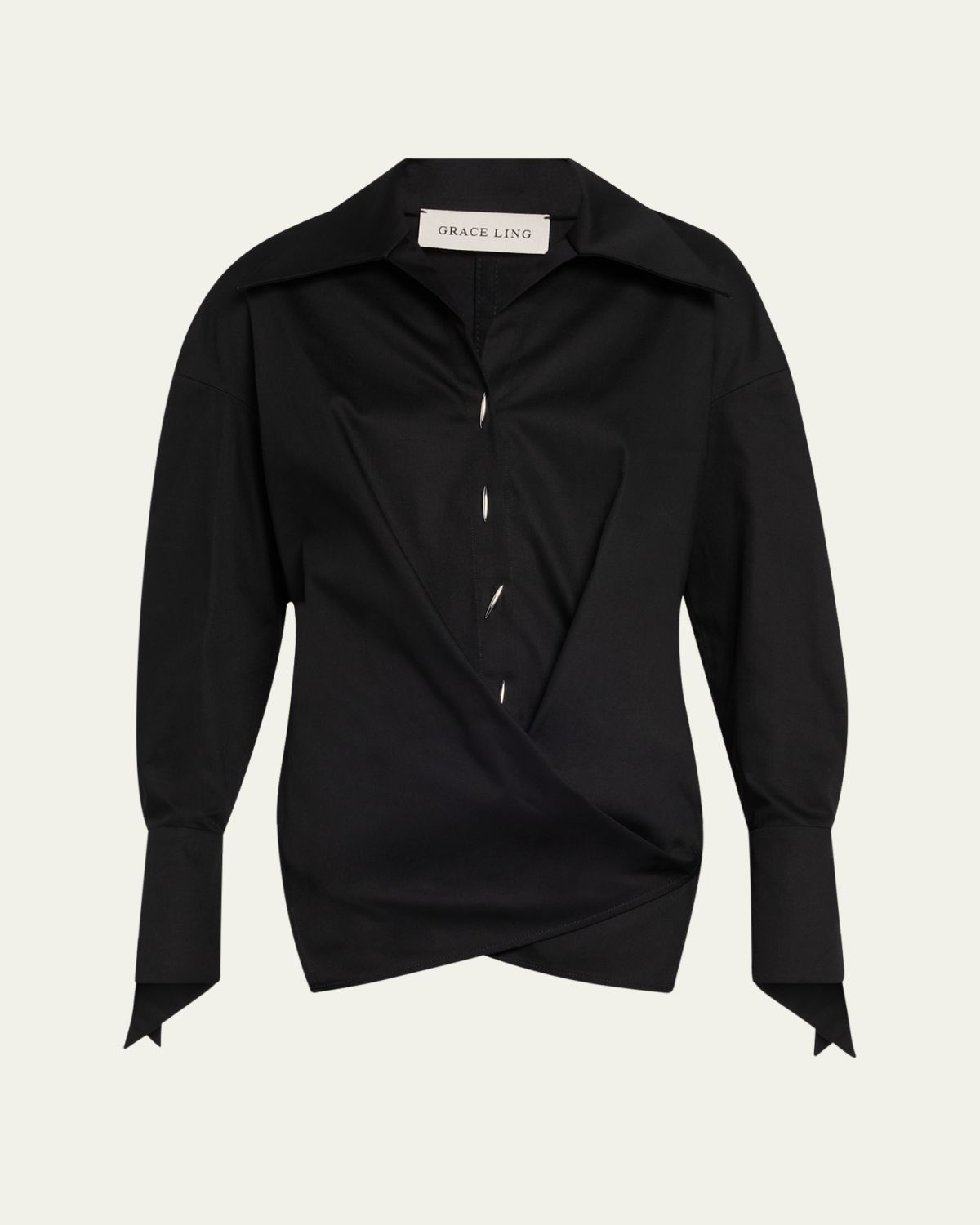 GRACE LING Collared Wrap Blouse