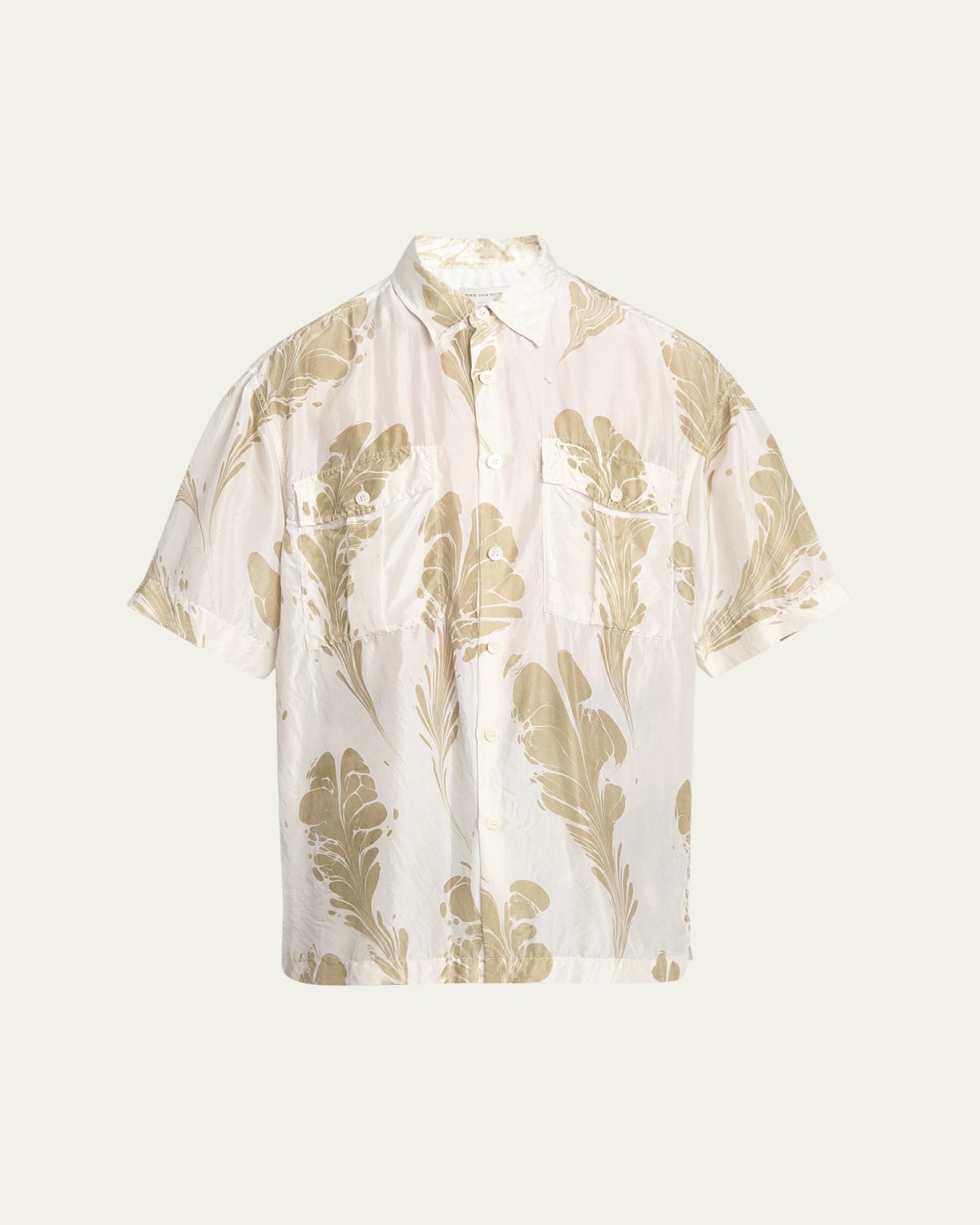 Dries Van Noten Men's Fern-Print Silk Sport Shirt
