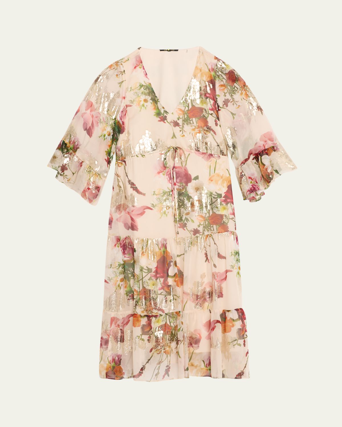 Kobi Halperin Limone Tiered Floral-Print Fil Coupe Midi Dress