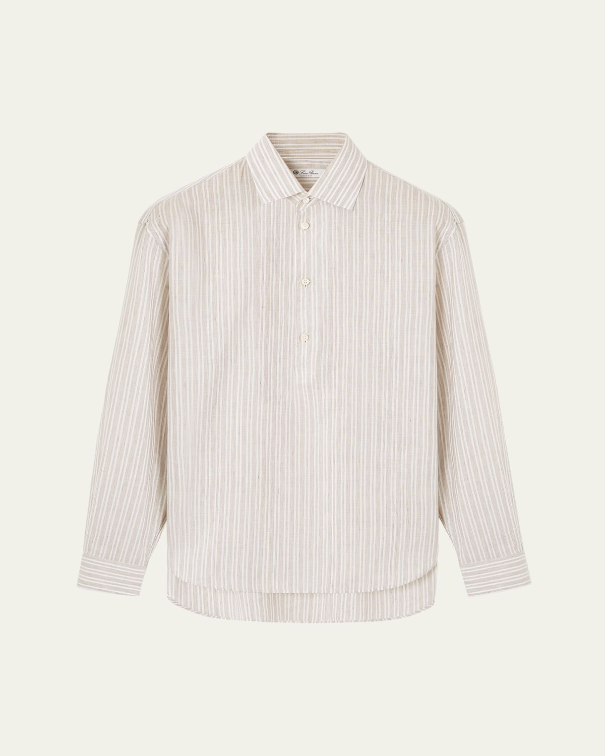 Loro Piana Men's Raffaele Cotton and Linen Stripe Sport Shirt | Thumbnail 6 Loro Piana Men's Raffaele Cotton and Linen Stripe Sport Shirt | Thumbnail 6