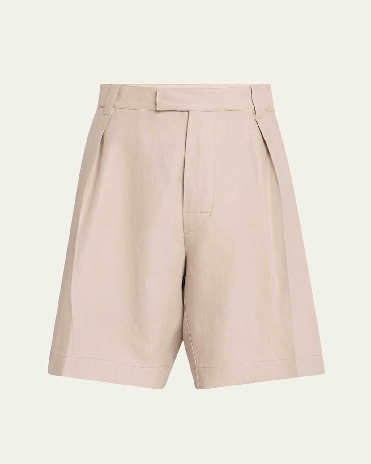 Loro Piana Men's Reinga Linen Pleated Bermuda Shorts