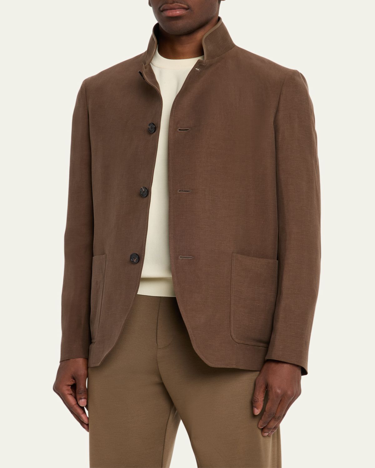 Loro Piana Men's Spagna Linen and Silk Single-Breasted Jacket | Thumbnail 4 Loro Piana Men's Spagna Linen and Silk Single-Breasted Jacket | Thumbnail 4