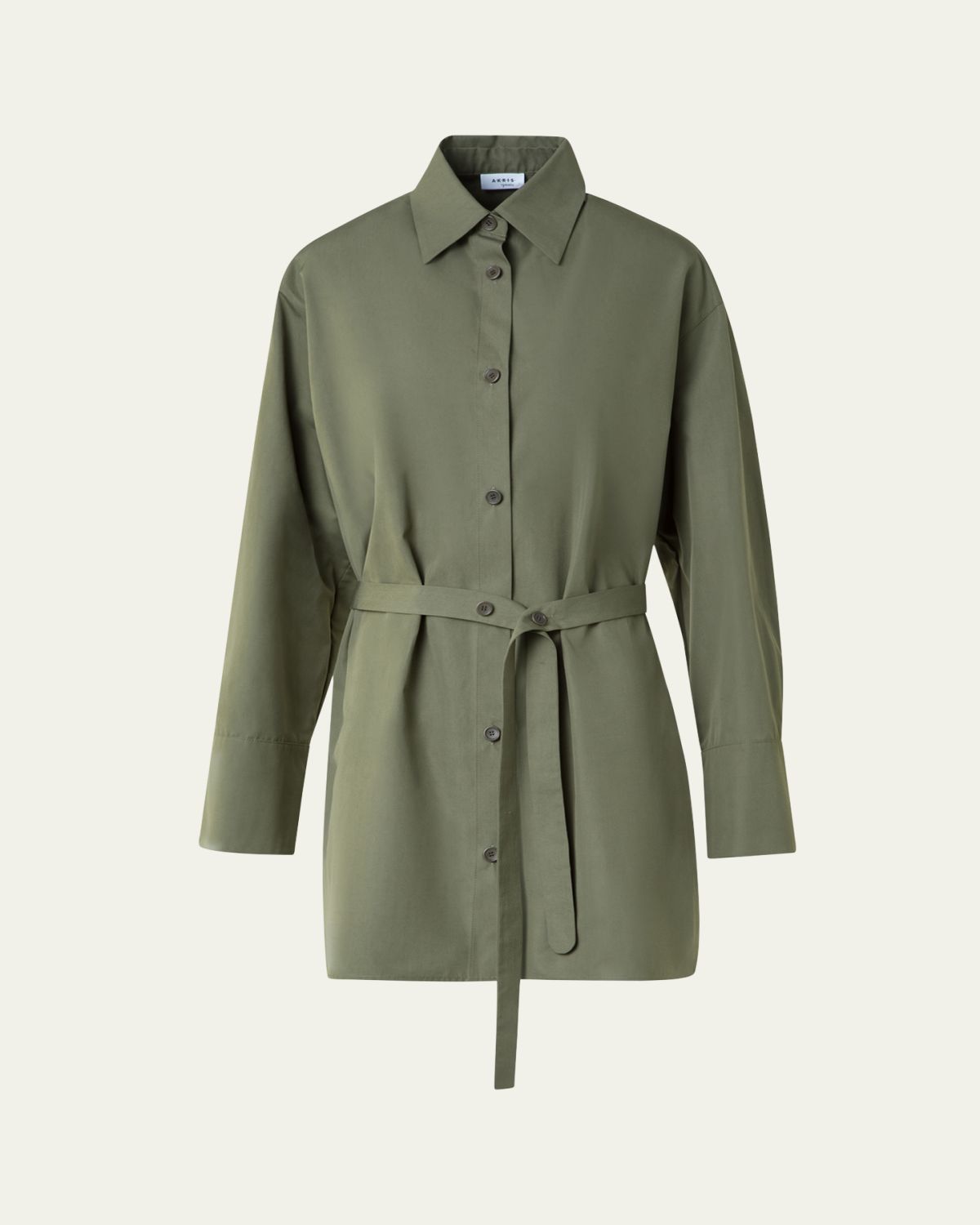 Akris punto Oversized Cotton Poplin Belted Tunic Blouse